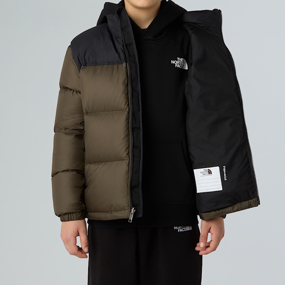 The North Face Teens 1996 Retro Nuptse Jacket Black Forest Green Teen 10 Kids - Picture 6 of 16